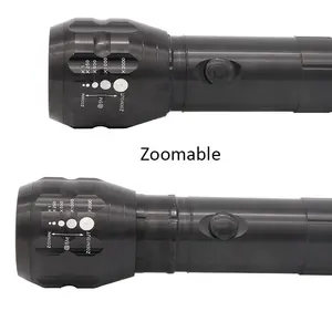 High Power 3Watt LED Torch Heavy Duty Outdoor Torch Zoom Rechargeable Flashlight With Nylon Strap Compass 3xD Batteries