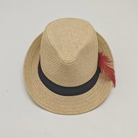 Chapeau Fedora d'été en paille de papier avec plume, vente en gros d'usine