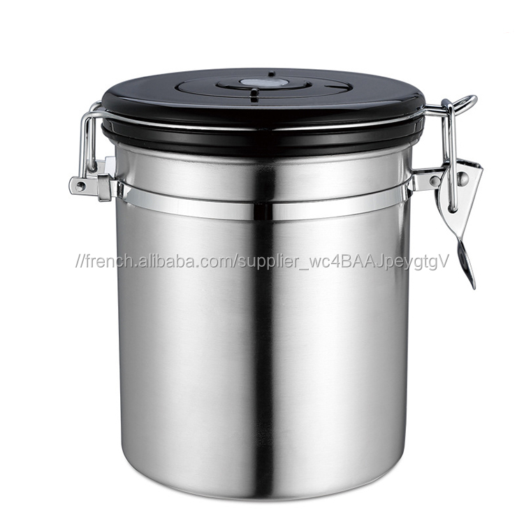 En Acier Inoxydable Boîte De Café avec Cadran Dateur et à sens Unique CO2 Soupape De Ventilation