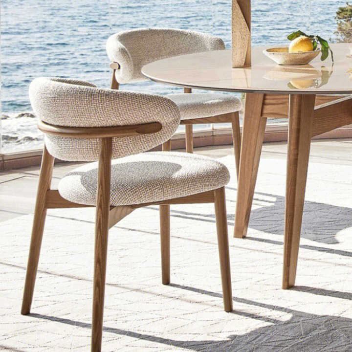 Scandinavian Solid Wood Dining Chairs with Comfortable Cushions