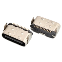 Connecteur USB 3.1 Type-C Femelle 2/4/6/8/12/16/24 Broches en Gros, Port de Transmission HD 12P Bidirectionnel avec 2 Broches Fixées pour PCB