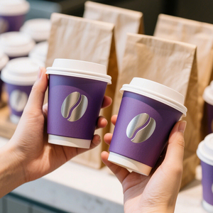 12 Oz 24 Oz Tùy Chỉnh Kích Thước Sữa Lắc Cốc Giấy Đôi Tường Màu Tím Ưa Thích Lớn Lạnh Đồ Uống Cốc Giấy Với Bìa Cho Cà Phê Trà - Product Image 2