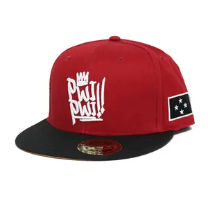 帽子供应商批发高品质红色纯棉棒球帽热卖6面板3D标志平顶帽男