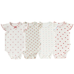 Mono de bebé para niña con mangas con volantes, estampados bonitos, tela ligera de verano, body de bebé personalizado, pelele de bebé al por mayor - Product Image 1