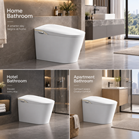 Toilette intelligente moderne avec bidet intégré, bouton à une touche, capteur au pied, chasse d'eau automatique, siège chauffant, séchoir à air chaud, affichage LED