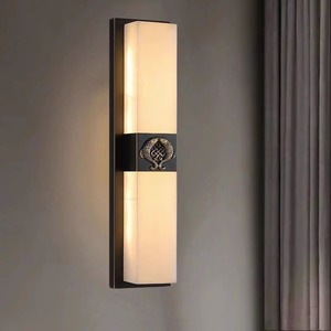 โคมไฟติดผนังหินอ่อนทองแดงแท้ สไตล์จีนใหม่ รูปทรงยาว สำหรับห้องนั่งเล่น ข้างเตียง บันได - ไฟตกแต่งผนังหลังแบบหรูหรา - Product Image 1