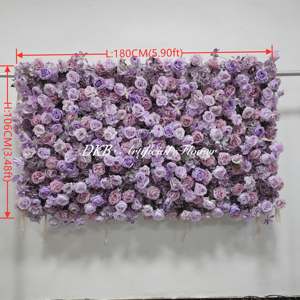Toile de fond murale de fleurs artificielles en tissu de soie violet personnalisé pour mariage nouvel an chinois et décorations de Noël - Product Image 2