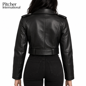 Veste en cuir pour femmes en gros pour les marques de mode en ligne américaines, fournisseur OEM de vestes en cuir pour femmes pour le commerce électronique - Product Image 4