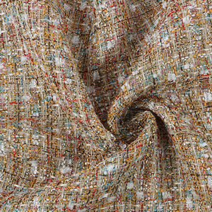 Đầy màu sắc cao cấp 90% polyester 10% len Tweed boucle bọc vải kẻ sọc ưa thích sợi kim loại Kiểm tra cho áo khoác thời trang - Product Image 2