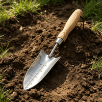 Pelle de jardin pratique en acier inoxydable avec échelle de mesure et manche confortable en bois de frêne pour la culture et l'aménagement paysager