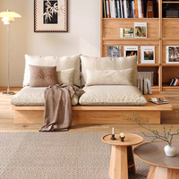 Ensemble de canapés d'angle de luxe italien et japonais, pieds en bois, rembourrage en éponge, pour villa, salon, appartement