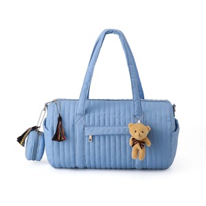 Sac à langer grande capacité <span class=keywords><strong>pour</strong></span> maman, sac matelassé avec breloque ours en peluche, sac <span class=keywords><strong>de</strong></span> voyage multi-poches <span class=keywords><strong>pour</strong></span> bébé - Product Image 1