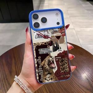 Custodia per cellulare antiurto in acrilico con bordo morbido e retro rigido, design animale leopardo e vino rosso, due in uno - Product Image 4