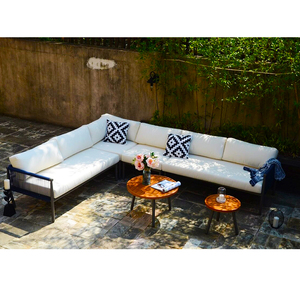 Ensembles <span class=keywords><strong>de</strong></span> canapés <span class=keywords><strong>de</strong></span> <span class=keywords><strong>jardin</strong></span> <span class=keywords><strong>de</strong></span> luxe pour <span class=keywords><strong>salon</strong></span> d'extérieur des fabricants chinois Combinaison <span class=keywords><strong>en</strong></span> aluminium <span class=keywords><strong>en</strong></span> forme <span class=keywords><strong>de</strong></span> L pour les hôtels - Product Image 1
