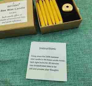 Bougie conique en cire d'abeille pure naturelle 100% faite à la main, porte-bougie en laiton, bougies coniques miniatures sans fumée pour Noël - Product Image 5