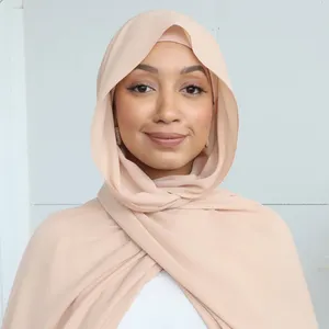Оптовая продажа, новые цвета, дизайн, хиджаб высокого качества, плотный эластичный шифоновый хиджаб с ребристым хлопковым внутренним хиджабом