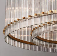 Grand lustre rond à deux niveaux de 60 pouces, décoration de salon, lustres en verre modernes et luxueux
