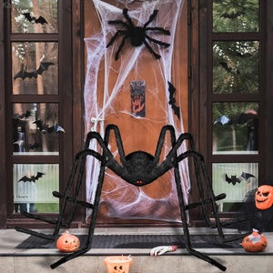 Décorations d'Halloween araignées géantes, araignées artificielles réalistes noires et poilues, grandes araignées pour l'intérieur, l'extérieur, la cour, le jardin, la fête, la maison - Product Image 1
