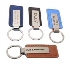 Custom Logo Light Keychain Metal Car <b>Key</b> Tag with PU <b>Leather</b> <b>Chain</b> & Keyring Engrave LOGO Keychains - Product Image 1