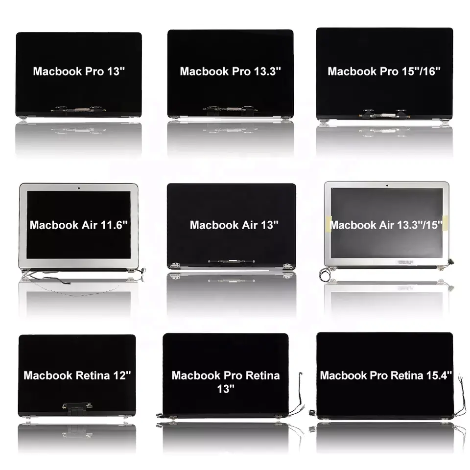 Layar Lcd 12 13.3 15 inci untuk layar Macbook A2338 A1419 A2337 A1708 A1932 A1707 A1534 A1398, tampilan rakitan lengkap penuh