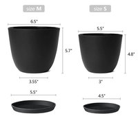 Jardinières en plastique de 6,5 pouces, pot de jardinage décoratif avec soucoupe de drainage, pour toutes les plantes d'intérieur, fleurs, herbes, plantes feuillues, pépinière