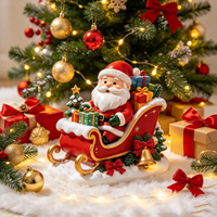 Figurine en résine du Père Noël sur traîneau, décoration de table de Noël avec boîtes cadeaux et cloche, ornement de maison pour les fêtes, cadeau de Noël pour la famille