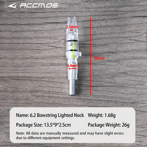 Nocks de Flecha Iluminados Automáticamente de 6.2mm y 7.6mm para Arco, Puntas Brillantes para Flechas de Caza y Tiro, Accesorios de Arquería - Product Image 2
