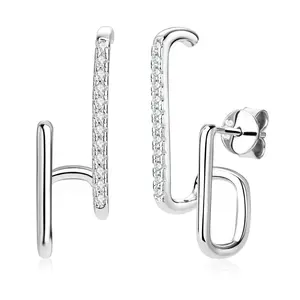 S925 Phụ Nữ Sterling Silver Hình Học Stud Bông Tai Với Đầy Đủ Moissanite Vvs1 D Màu Sắc Thời Trang Đồ Trang Sức Mỹ Cho Engagement Party