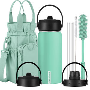 Sport Travel Outdoor Water Bottle <b>with</b> Spout or Straw <b>Lids</b> Leak Proof Insulated Stainless Steel Double Walled Water Bottle - Product Image 1