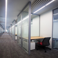 Cloison en verre avec cadre en aluminium, ignifuge, insonorisée, pleine hauteur, design moderne pour bureau, école et hôpital