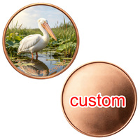 Pièce commémorative personnalisée en cuivre fin .999 de 1 oz, motif pellicard du lac, ronde, impression UV colorée, médaille de collection, vente en gros
