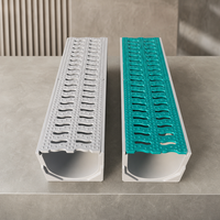 Caniveau de drainage en PRV (Plastique Renforcé de Fibres de Verre) en forme de U, avec grille de recouvrement, pour usage extérieur