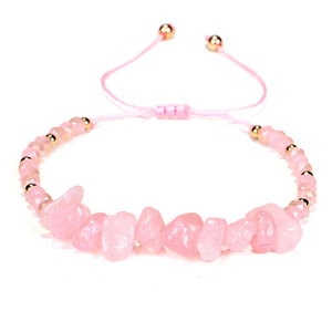 Venta al por mayor bohemio irregular grava Piedra Natural <span class=keywords><strong>tejida</strong></span> ajustable cristal amatista cuarzo rosa pulsera tobilleras para las mujeres - Product Image 2