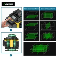 Instrument de niveau laser vert à 16 lignes Kit de nivellement automatique à 360 degrés, équipé d'un trépied de niveau laser de 39 pouces et d'un écran LED