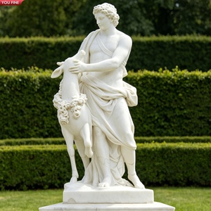 YOUFINE Coppia di Sculture in Marmo Bianco a Grandezza Naturale della Dea della Raccolta, <span class=keywords><strong>Statua</strong></span> di Ceres con Cesto di Frutta sulla <span class=keywords><strong>Testa</strong></span> per Decorazione Bilaterale da Giardino - Product Image 2