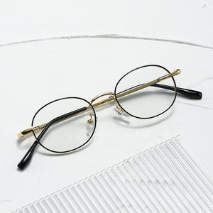 แว่นสายตาทรงรีขอบสีทองสำหรับผู้หญิง, ป้องกันแสงสีฟ้าป้องกันแสง YC8077โลหะแบบเต็มกรอบ - Product Image 4
