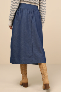 Falda vaquera larga plisada Vintage de cintura alta para mujer Bleu Marine de talla grande Sexy pantalones vaqueros largos con botones lavados verano primavera A-Line - Product Image 3