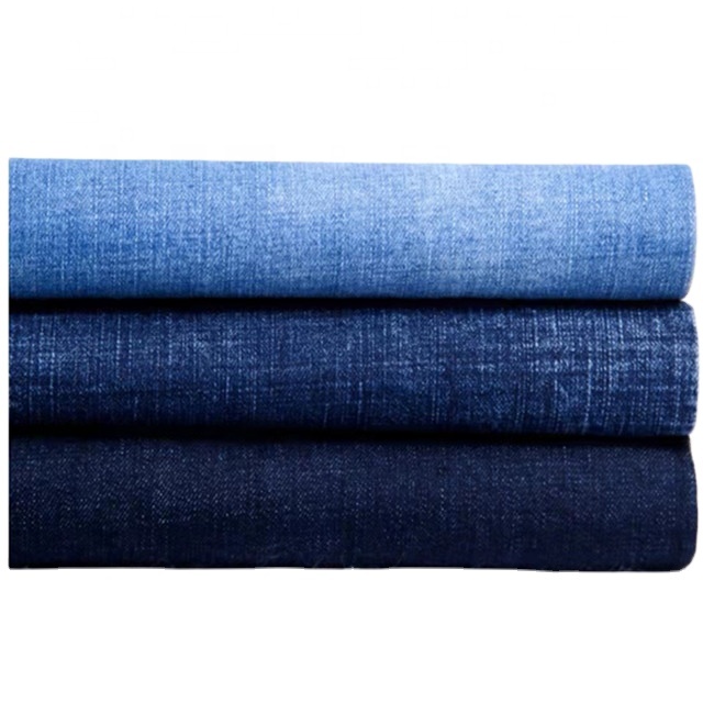 Fábrica de bajo costo 12 flameado elástico fadeless de tela de mezclilla ropa de tela para jeans