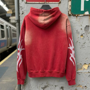 Sweats à capuche imprimés vintage épais Fabricants de sweats à capuche surdimensionnés en coton personnalisés unisexes Streetwear Sweats à capuche délavés à l'acide pour hommes - Product Image 2