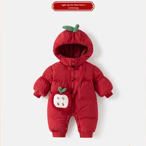 Traje de Invierno <span class=keywords><strong>para</strong></span> Niños, de Poliéster Rojo Sólido, Grueso, <span class=keywords><strong>Nuevo</strong></span> Estilo, de una Pieza, Acolchado - Product Image 6