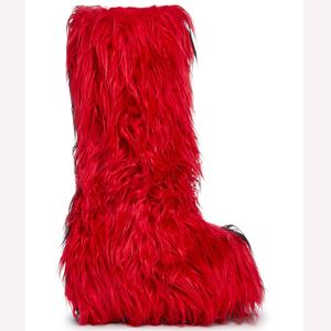 נשים פלוס גודל מעל הברך גבוה מטופח פרווה מגפיים מעופכים בחורף מגפי קואובוי קטיפה רירית קרסול מודפס נעליים חמות - Product Image 2