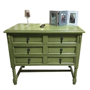 luxury solid wood storage furniture antique vanity table Dresser with 6 drawers