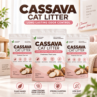 Fabricant de litière pour chat en tapioca de manioc sous marque privée OEM, 100% biodégradable, écologique, jetable aux toilettes, anti-odeurs, haute performance