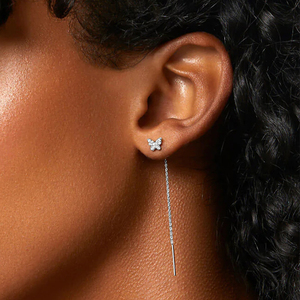CANNER Exquises Boucles d'oreilles pendantes en argent sterling S925 avec zircon 5A et chaîne papillon pour filles, bijoux de fête d'été - Product Image 5