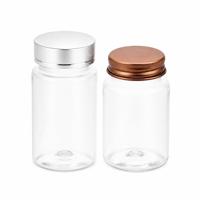 Vente en gros de flacons cylindriques en PET SHUMI de 100 ml, qualité alimentaire et médicale, surface givrée, bouchon en aluminium, pour médicaments liquides, vitamines et compléments alimentaires
