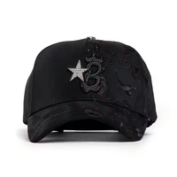 Barbas Hat Custom 5-Panel Gorras Suède Baseballpet met gebogen klep, Zwarte Originele B-Star Graffiti Strohoed, Barbas Hat