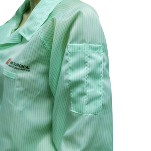 ALLESD - Bata de Trabajo Antiestática con Franjas de 5 mm, 99 % Poliéster, 1 % Fibra de Carbono, <span class=keywords><strong>Ropa</strong></span> ESD - Product Image 5