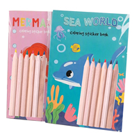Ensemble de 6 crayons de couleur et livre de coloriage, cadeau artistique pour enfants, non toxique, en bois hexagonal, logo personnalisé OEM ODM, rentrée scolaire