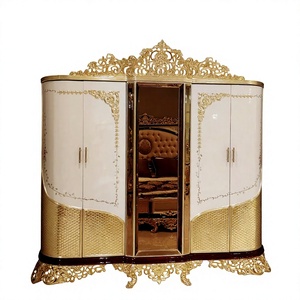 Armario de Dormitorio de Madera Maciza de Estilo Francés Clásico Europeo de Lujo con Diseño Tallado y Gabinete para Almacenamiento de Ropa - Product Image 1
