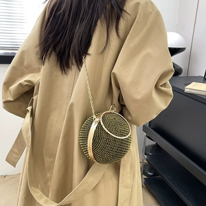 Borsetta a sfera rotonda <span class=keywords><strong>nera</strong></span> in <span class=keywords><strong>argento</strong></span> dorato per donna di lusso con strass brillante con strass borsa da sera - Product Image 5